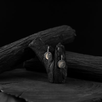 Light grey - saanjh bela stone oxidised drop earrings