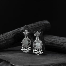 Light grey - saanjh bela swan oxidised earrings