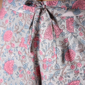 Light Grey Sanganeri Block Floral Printed Cotton Pant