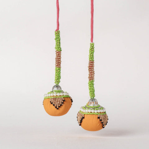 Light Orange Handmade Beadwork Latkan Tassels for Clothing