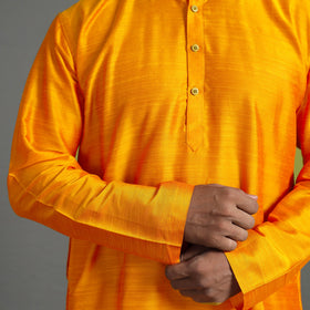  Plain Dyed Slub Silk Men Long Kurta 