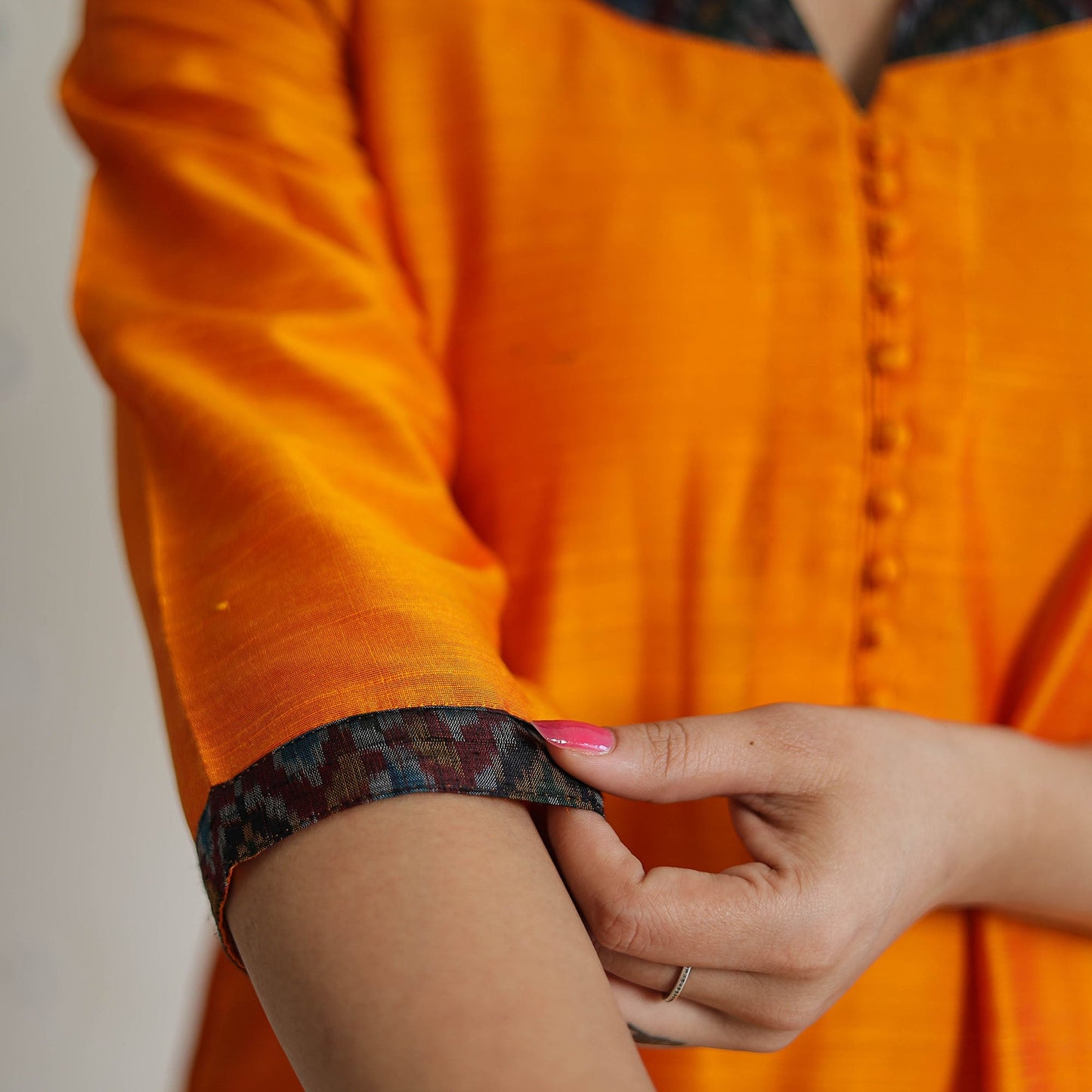  Plain Solid Slub Silk Long A-Line Kurta for Women