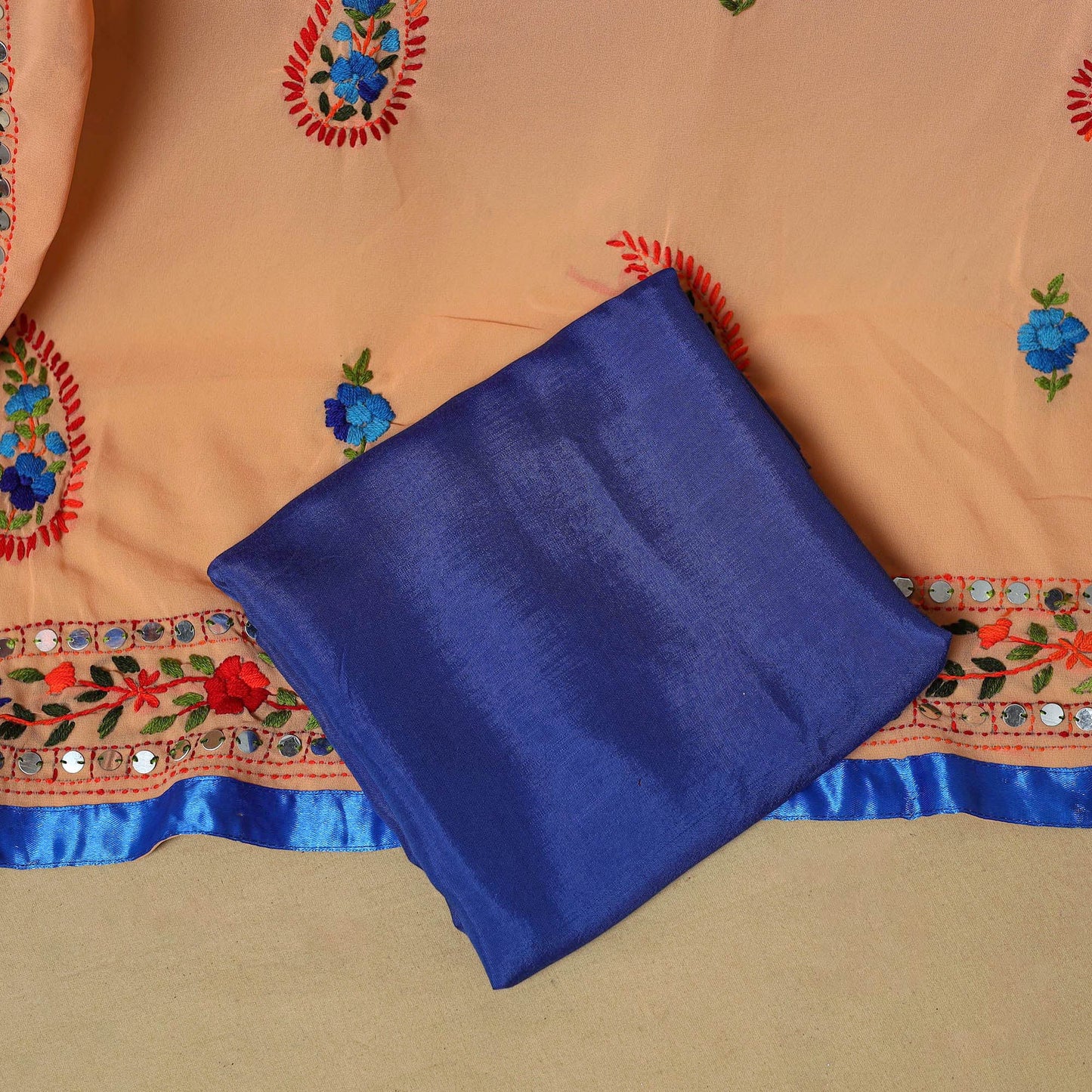 Light orange - ranihati chapa work hand embroidery