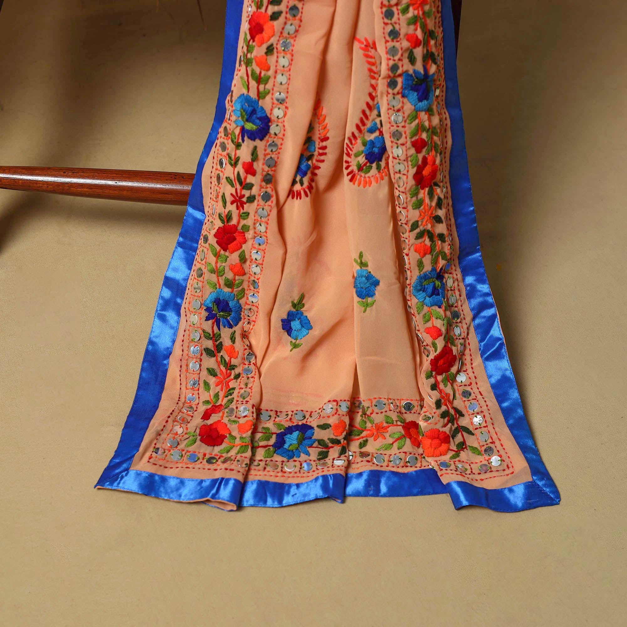 Light orange - ranihati chapa work hand embroidery