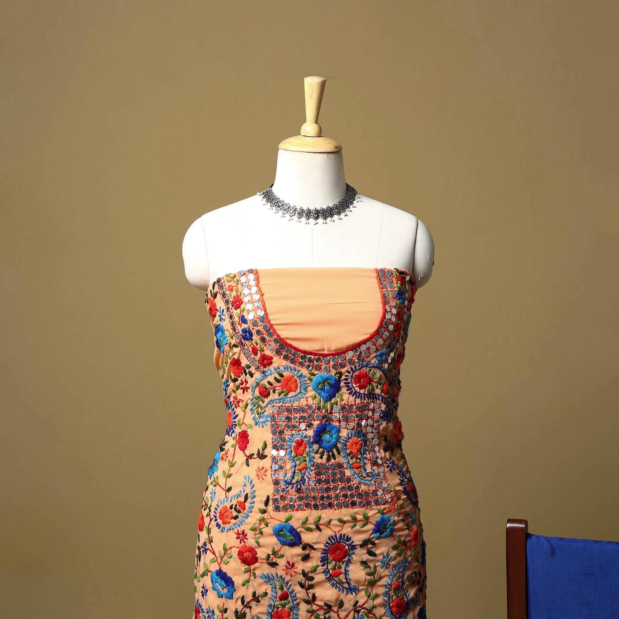 Light orange - ranihati chapa work hand embroidery