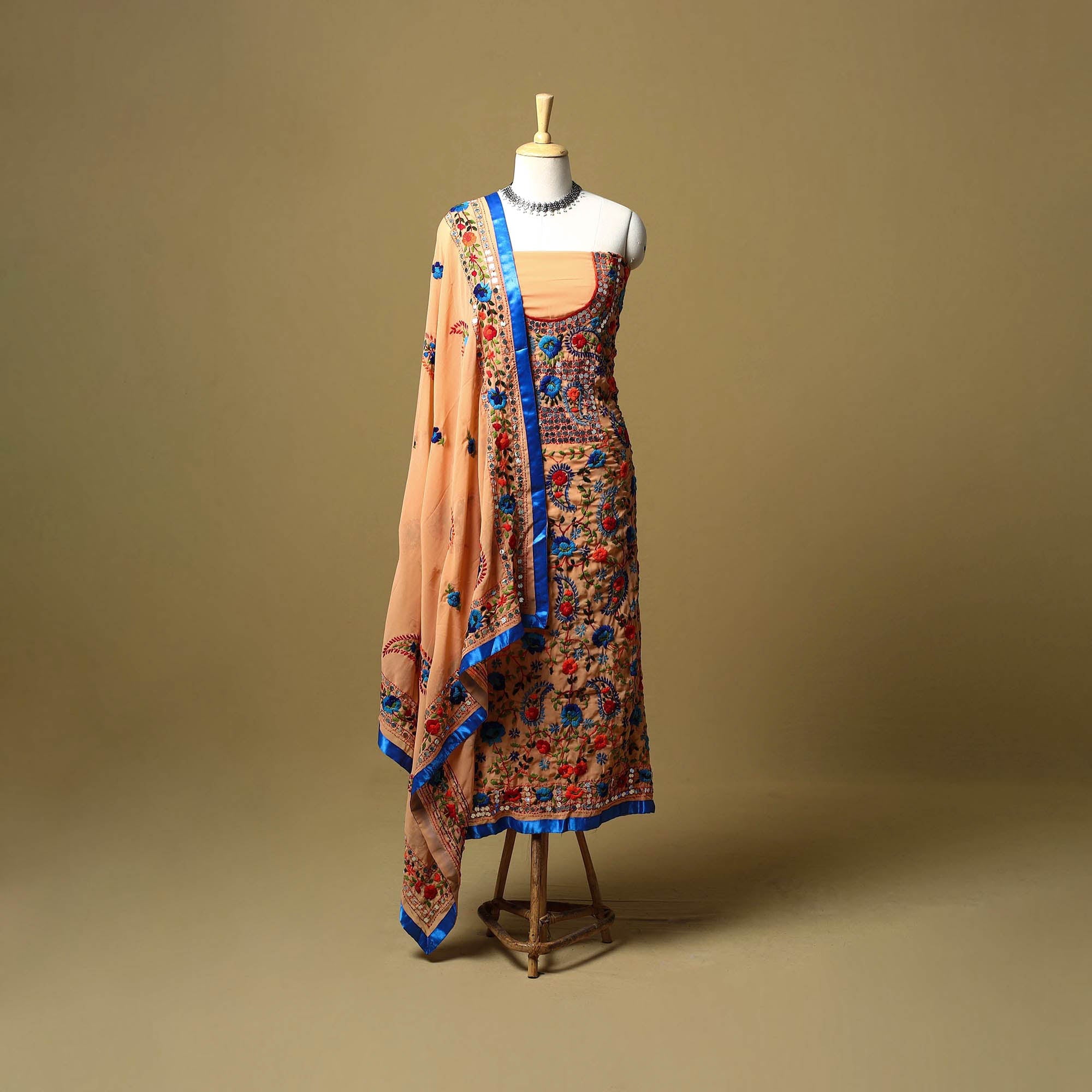 Light orange - ranihati chapa work hand embroidery