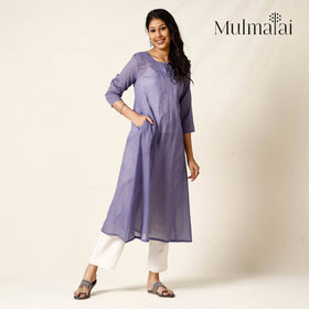  Mulmalai Cotton Plain Dyed Long Kurta 