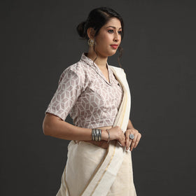 Buy Light Pink Banarasi Silk Zari Weave Stitched Blouse 