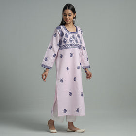  Chikankari Hand Embroidered Cotton Long Kurta for Women