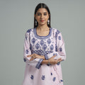  Chikankari Hand Embroidered Cotton Long Kurta for Women