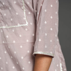 Buy Pink Handwoven Cutwork Cotton Banarasi Kurta Online