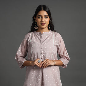 Buy Pink Handwoven Cutwork Cotton Banarasi Kurta Online