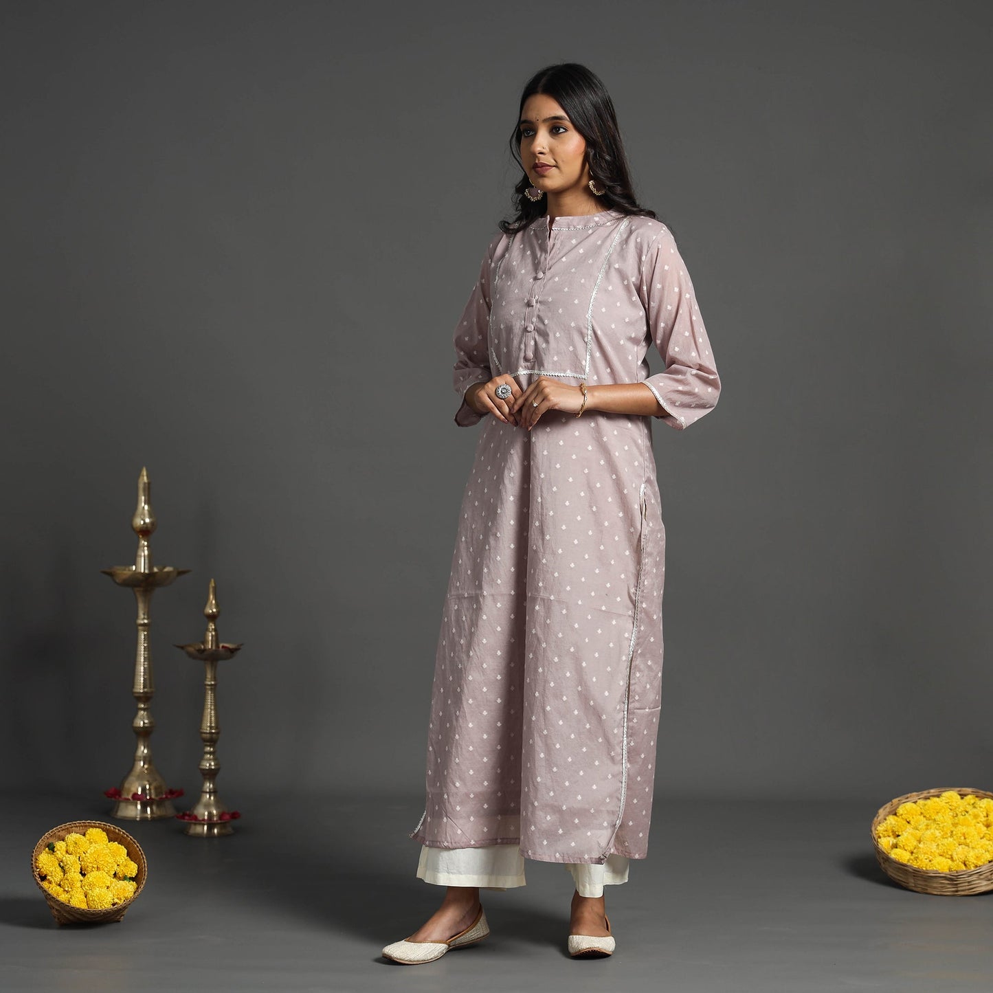Buy Pink Handwoven Cutwork Cotton Banarasi Kurta Online
