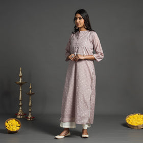Buy Pink Handwoven Cutwork Cotton Banarasi Kurta Online