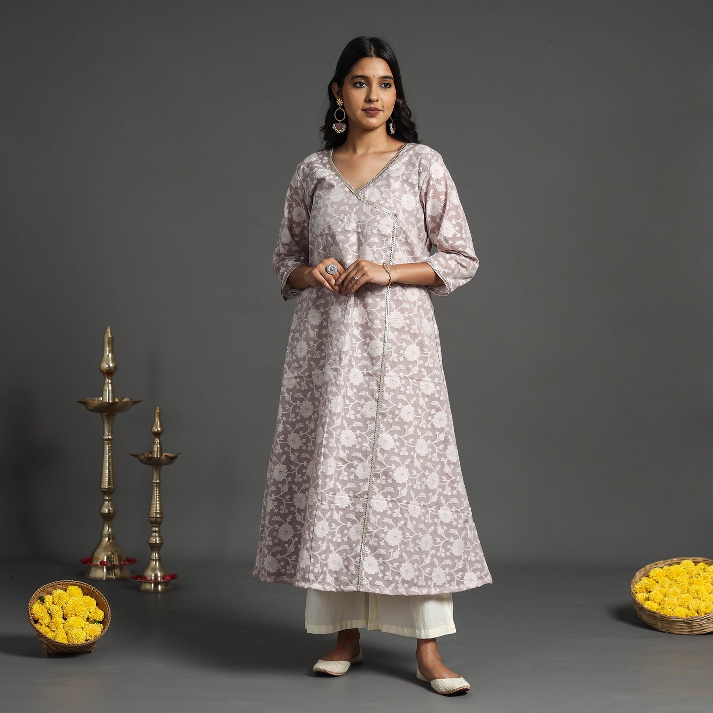 Buy Pink Handwoven Cutwork Cotton Banarasi Kurta Online