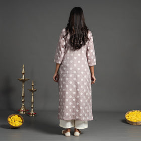 Buy Pink Handwoven Cutwork Cotton Banarasi Kurta Online