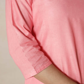 Buy Light Pink Linen Viscose Plain Long Kurta for Women