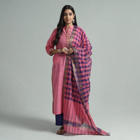 Buy Mangalagiri Handloom Cotton Kurta with Palazzo & Dupatta Set Online at iTokri.com