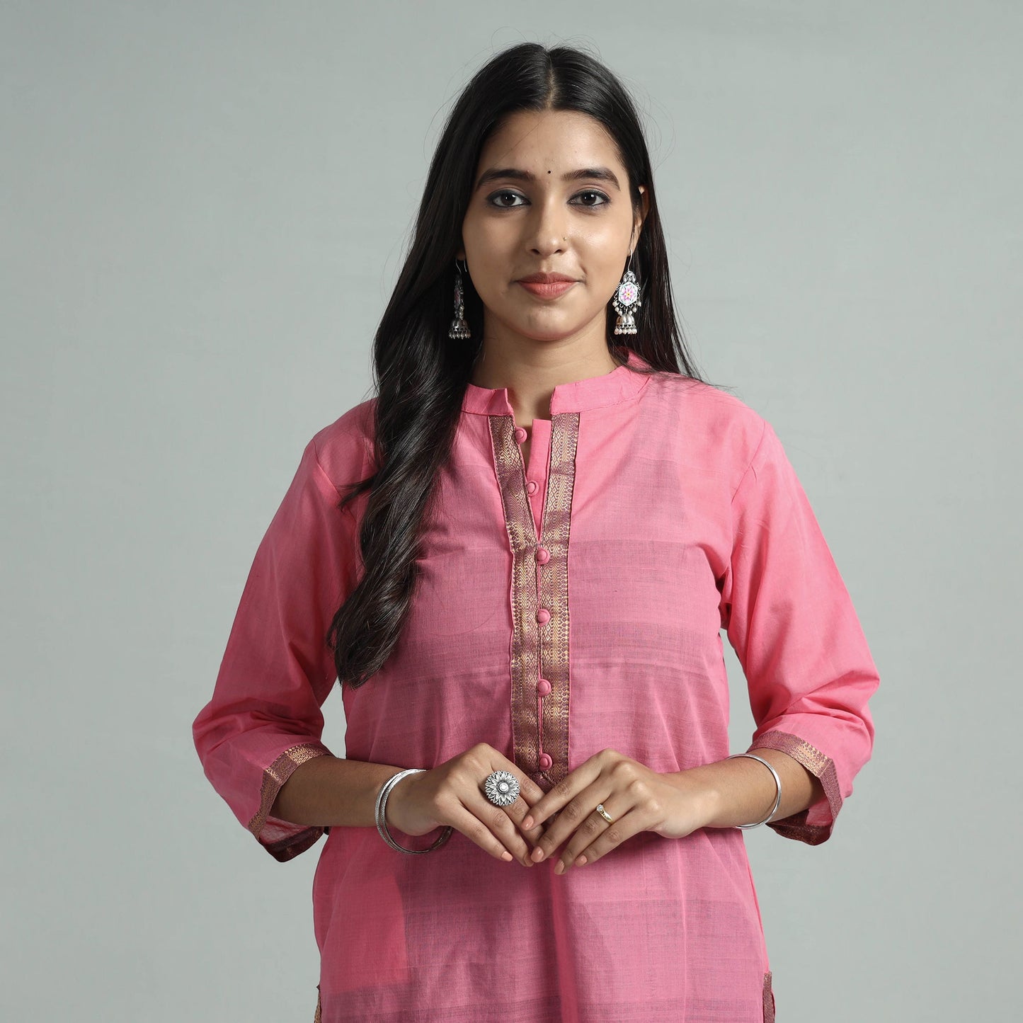 Buy Mangalagiri Handloom Cotton Kurta with Palazzo & Dupatta Set Online at iTokri.com