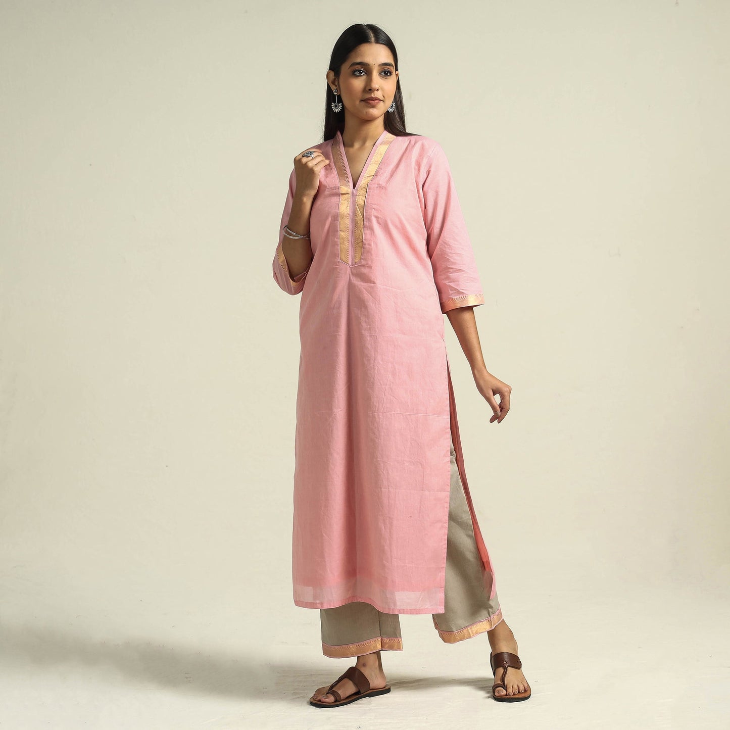 Mangalagiri Kurta with Palazzo & Dupatta Set
