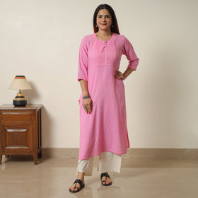 Buy Running Stitch Cotton Long Straight Kurta 16 Online at iTokri.com