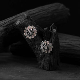 Light pink - saanjh bela lotus oxidised stud earrings
