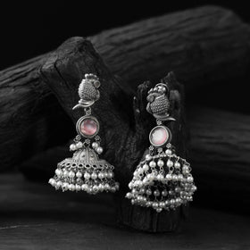 Light pink - saanjh bela peacock oxidised earrings