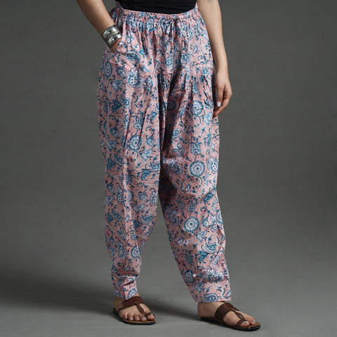 Buy Sanganeri Block Printed Cotton Elasticated Salwar Online at iTokri.com