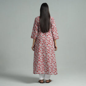 Light pink - sanganeri block printed cotton a-line kurta