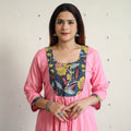 Buy Srikalahasti Kalamkari Patchwork Plain Linen Cotton Long A-Line Kurta 28 Online at iTokri.com