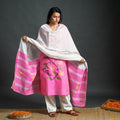 Light pink & white phulia jamdani handloom silk cotton