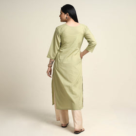  Plain Dyed Hand Embroidery Cotton Long Kurta 