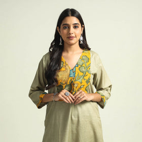 Light pista green - srikalahasti kalamkari patchwork plain
