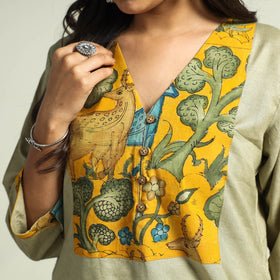 Light pista green - srikalahasti kalamkari patchwork plain