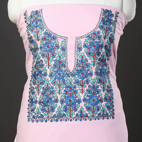  Light Purple 2pc Kashida Hand Embroidery Cotton Dress Material