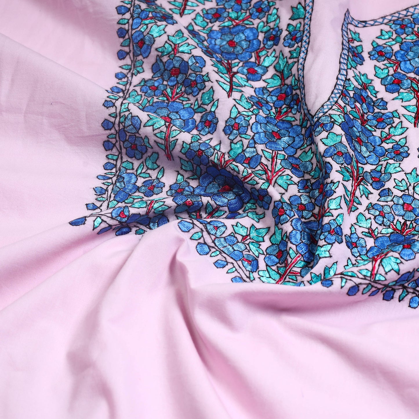  Light Purple 2pc Kashida Hand Embroidery Cotton Dress Material