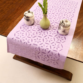 Purple Applique Cut Work Cotton Table Runner