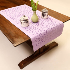Purple Applique Cut Work Cotton Table Runner