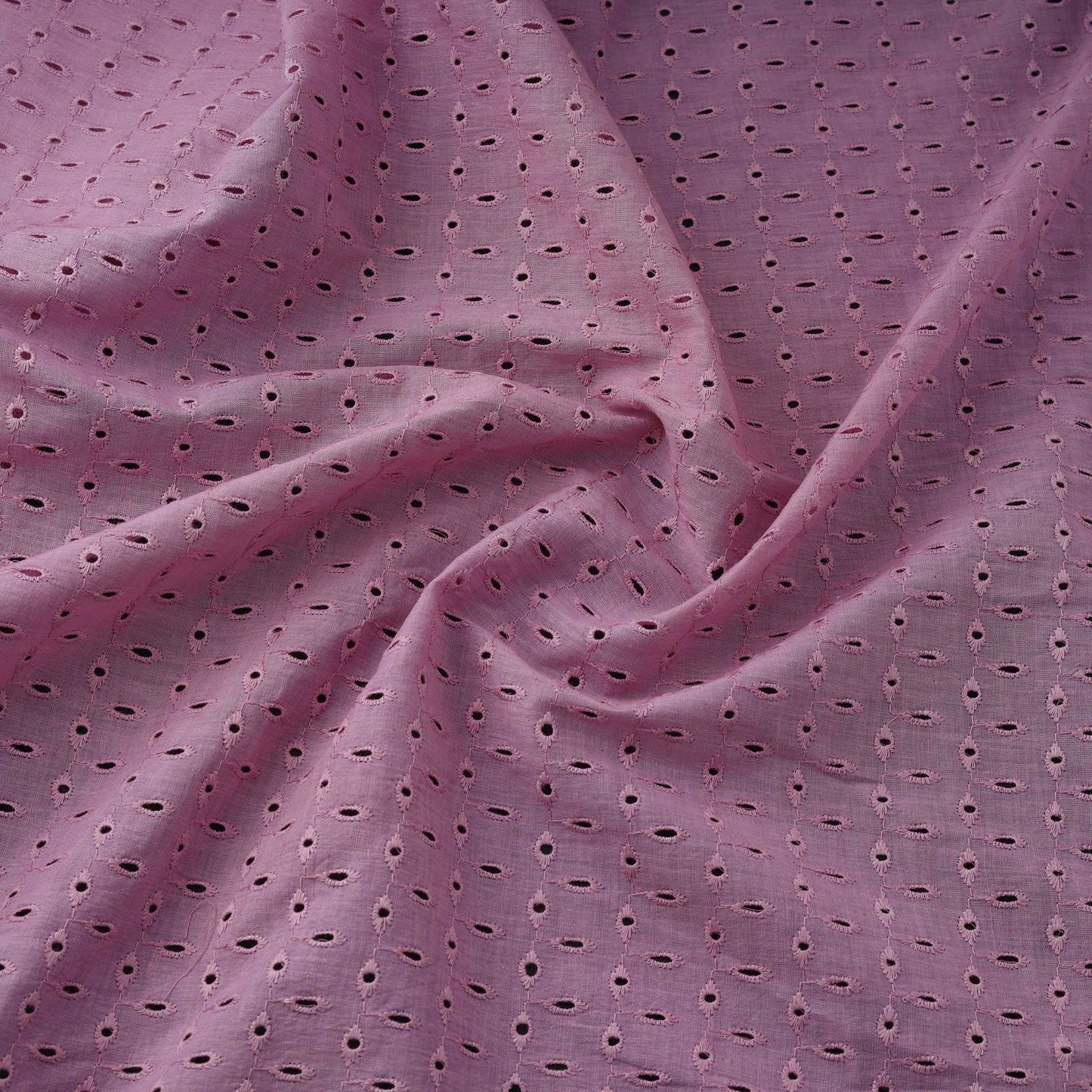  Light Purple Floral Embroidered Cotton Hakoba Fabric