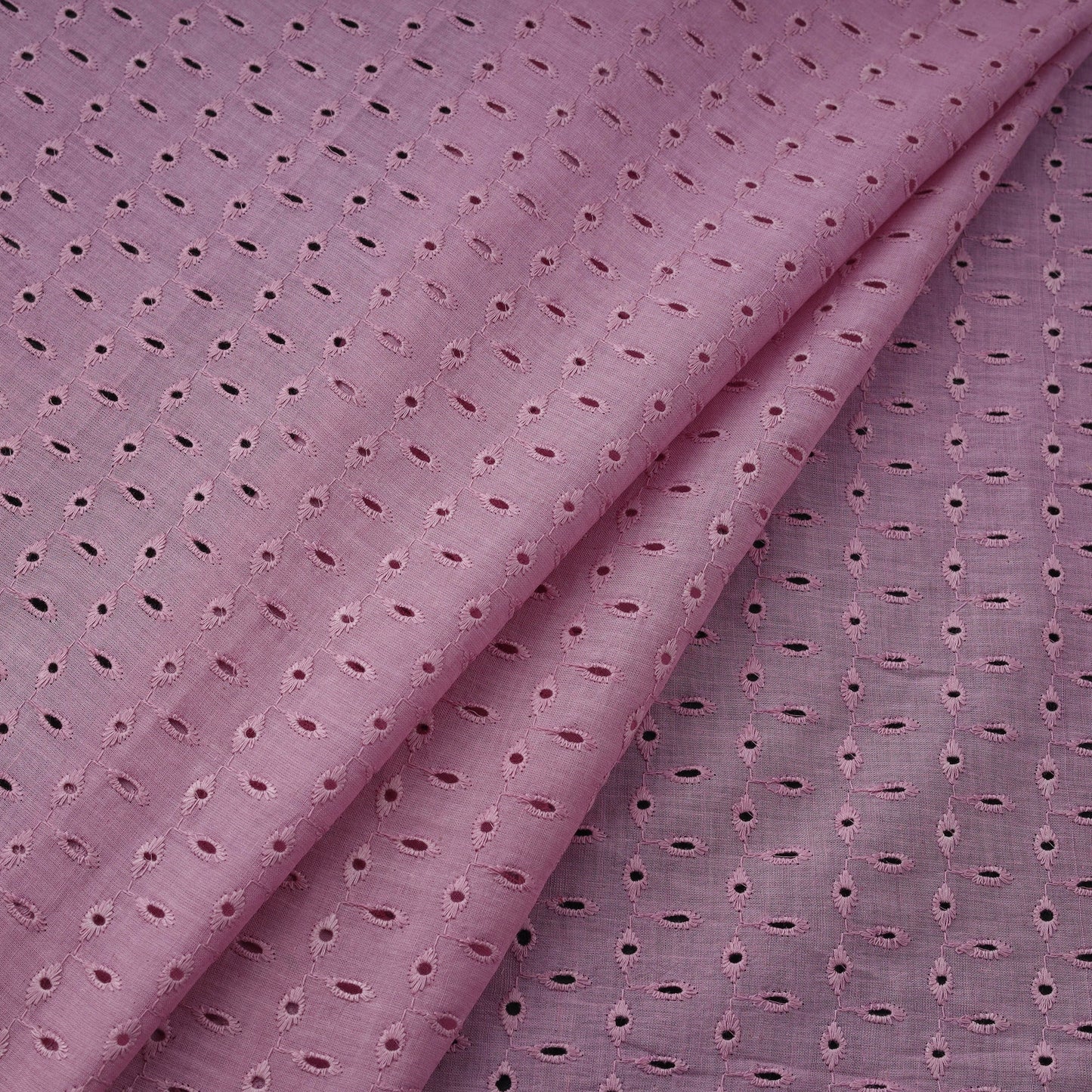  Light Purple Floral Embroidered Cotton Hakoba Fabric