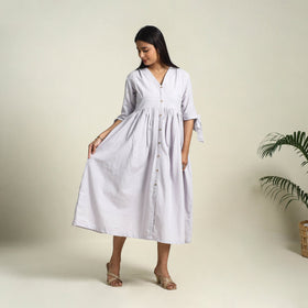 Buy Light Purple Jhiri Handloom Cotton Plain Dress Online