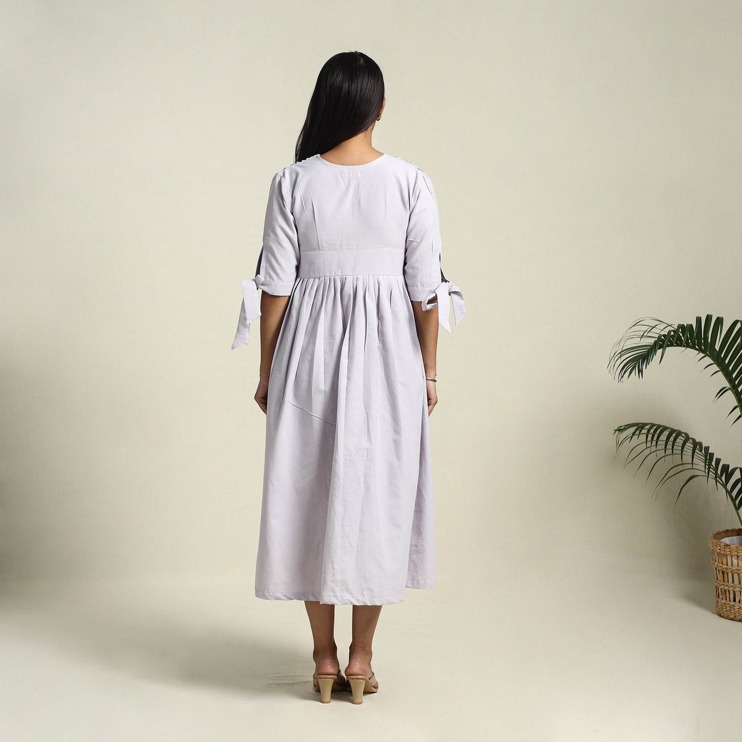 Buy Light Purple Jhiri Handloom Cotton Plain Dress Online