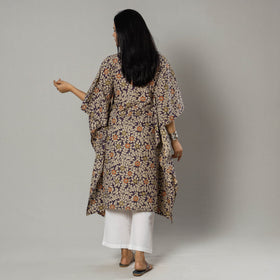 Cornflower Blue Kalamkari Print Cotton Kaftan Kurta For Women
