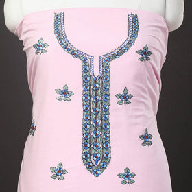 Light purple - kashida hand embroidery cotton unstitched