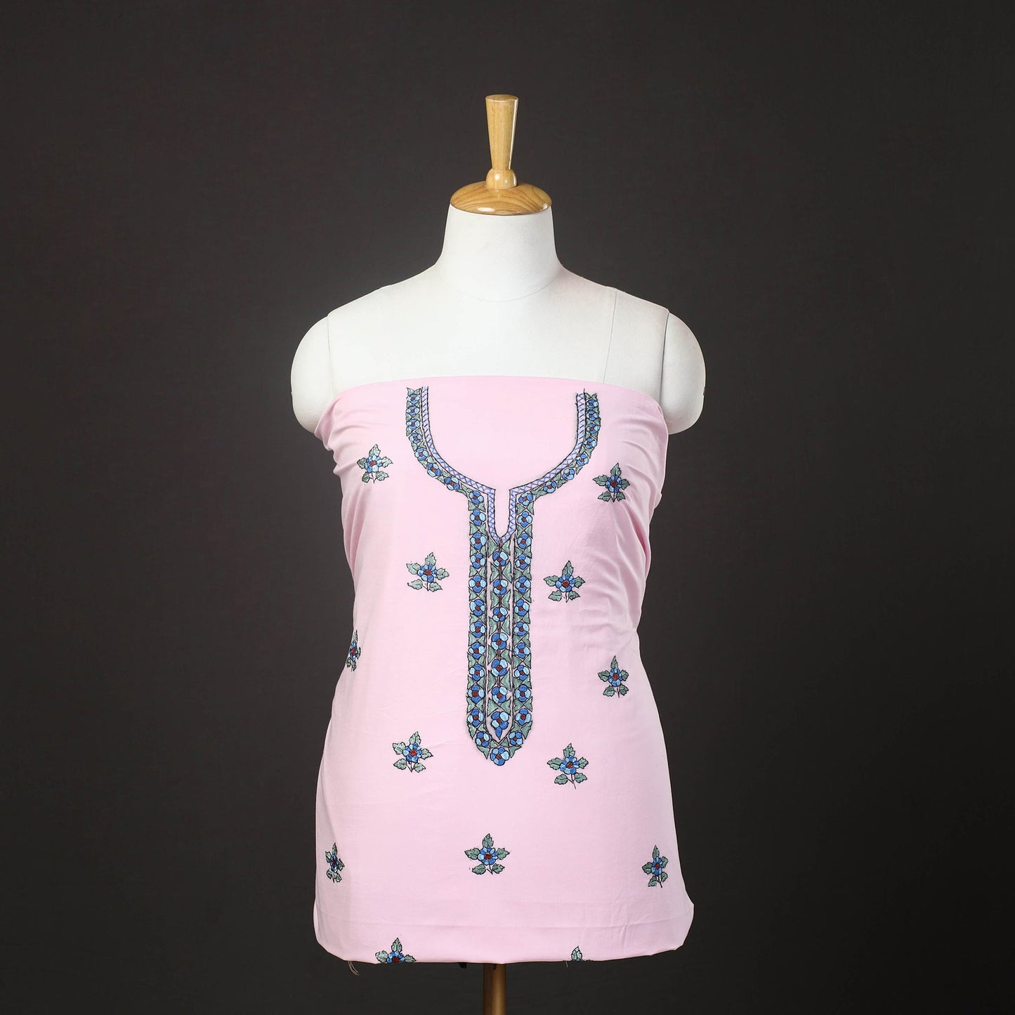 Light purple - kashida hand embroidery cotton unstitched