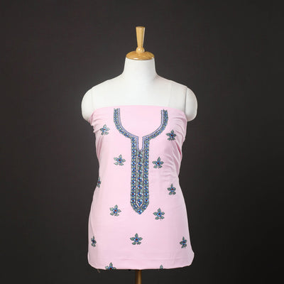 Light purple - kashida hand embroidery cotton unstitched