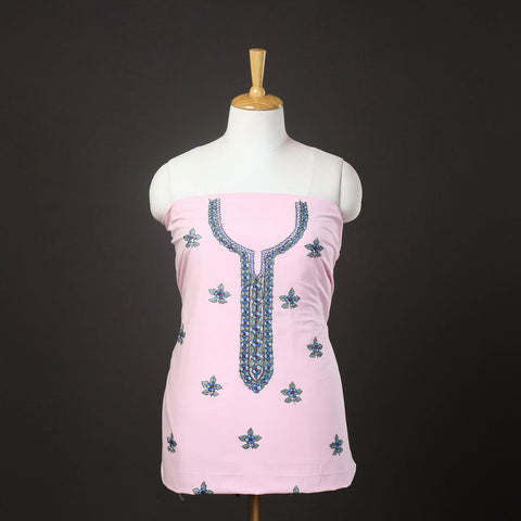 Light purple - kashida hand embroidery cotton unstitched