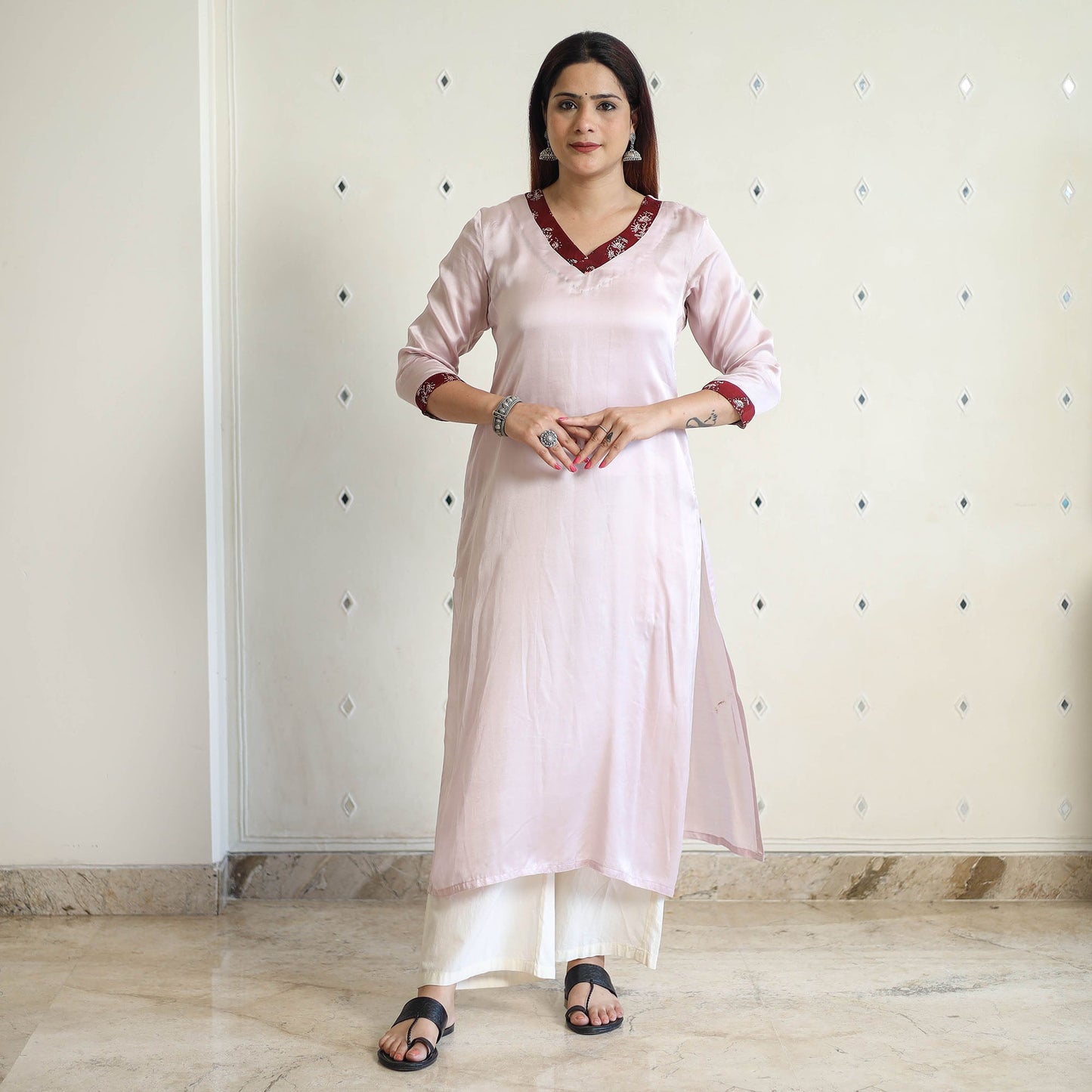Buy Modal Silk Plain Long Straight Kurta 45 Online at iTokri.com