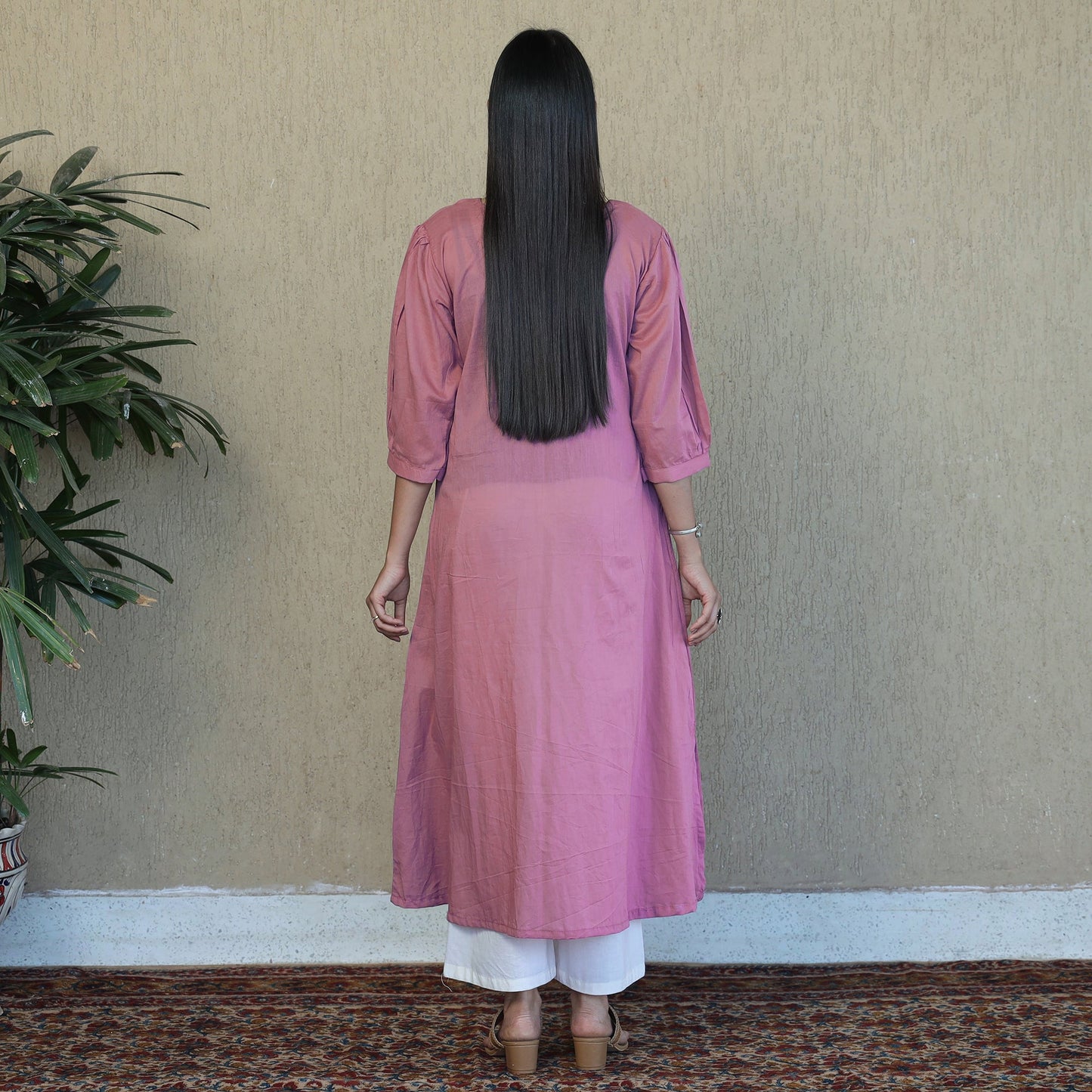Buy Mulmalai Cotton Plain Dyed A-Line Kurta 