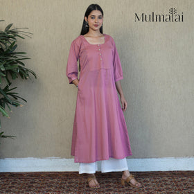 Buy Mulmalai Cotton Plain Dyed A-Line Kurta 